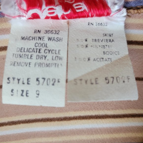 Vintage Jerell of Texas Long Sleeve Lavender and Brown Mini Dress - Picture 11 of 16